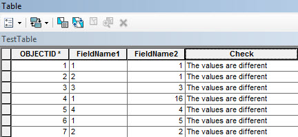 Image showing the third column now is populated with "The values are different"