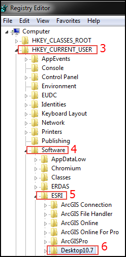 Image of steps to rename the Desktop 10.x folder in Registy Editor