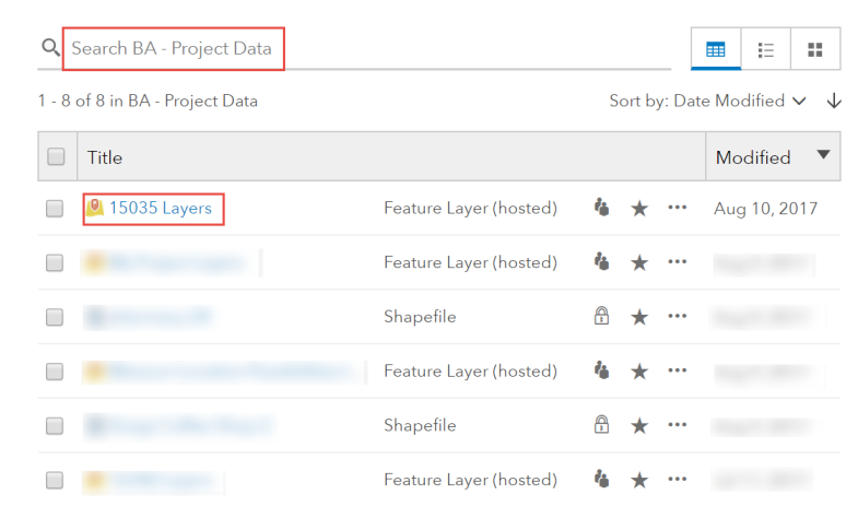 The picture shows the Feature layer (project) to be clicked