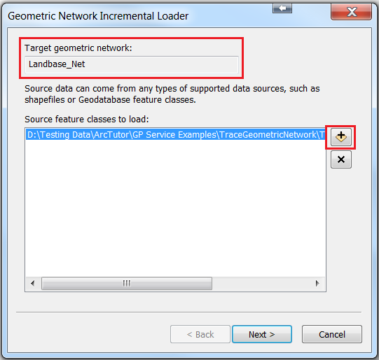 An image of the Geometric Network Incremental Loader dialog box.