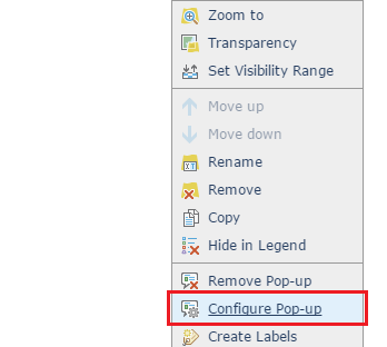 The Configure Pop-up option