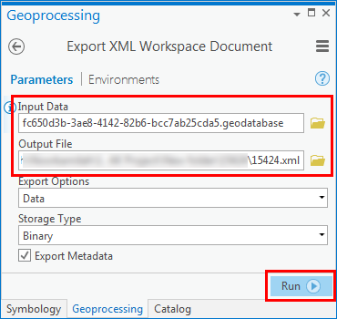 An image of the Export XML Workspace Document dialog box.
