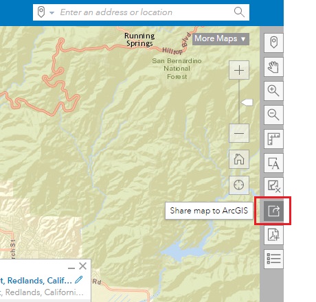 Image of the share map to ArcGIS option