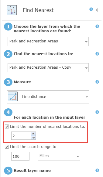 Set the Limit the number of nearest locations to two locations