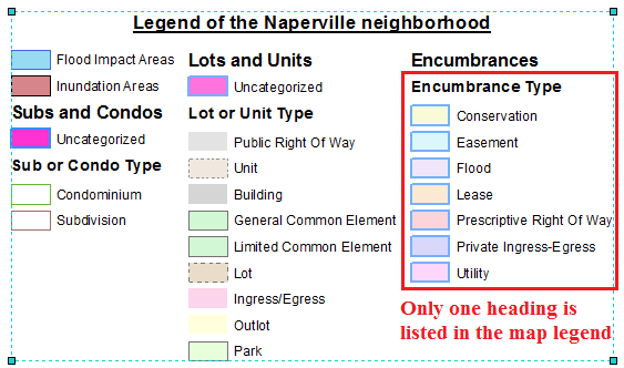 This is the map legend containing only the selected heading.