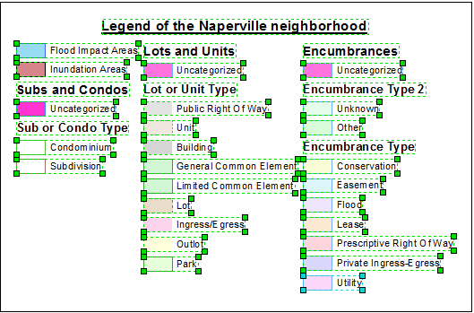 The map legend is disassembled into indivdual elements.
