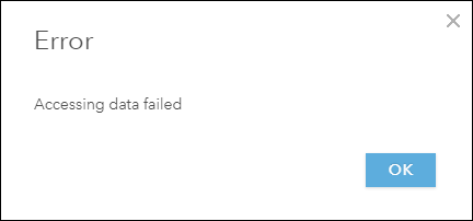 The Accessing data failed error message.