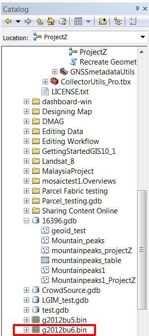 Creating a connection to the file in the Catalog window