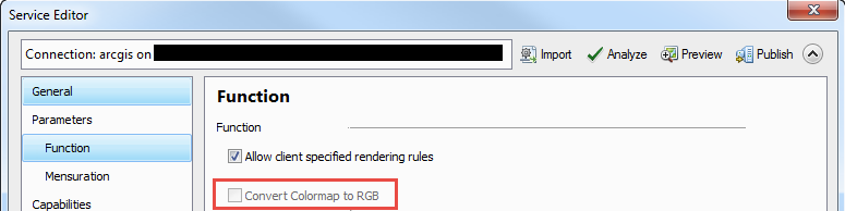Uncheck Convert Colormap to RGB