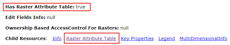 Has Raster Attribute Table true
