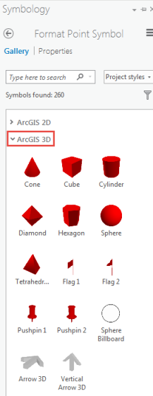The picture shows the ArcGIS 3D drop-down arrow