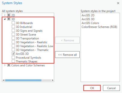 The picture shows the System Styles dialog box and the OK option