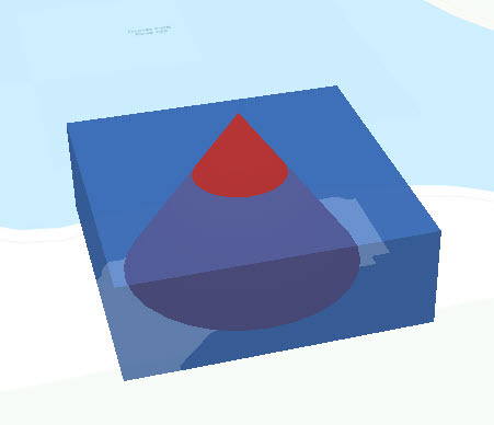 The cuboid must be oriented such that it encapsulates the entire circular base of the cone.