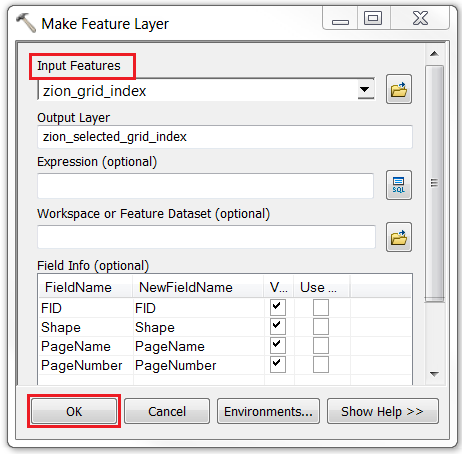 An image of the Make Feature Layer dialog box.