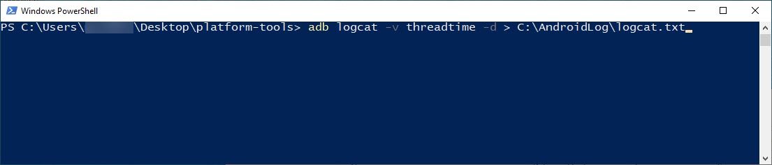 running the command in Powershell