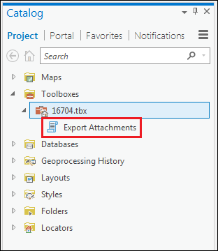 The created Export Attachments script tool.