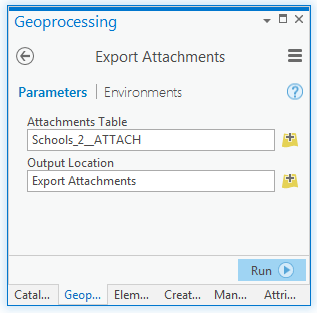 The Export Attachments tool dialog box.