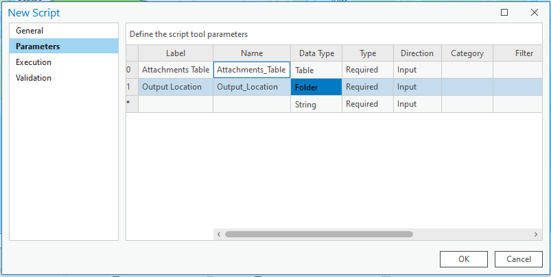 Configure the properties for the new script tool.