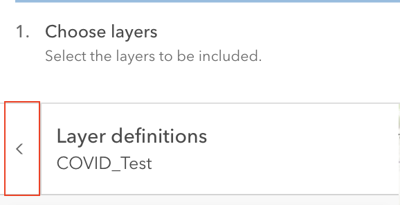 The Layer definitions back button.