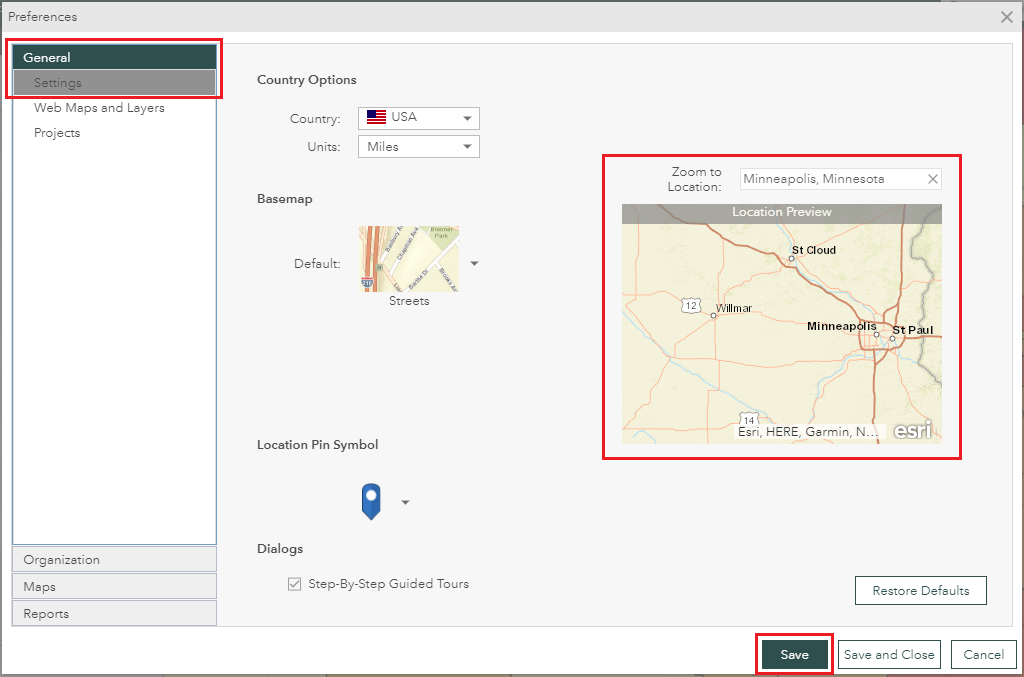 Set the map extent preference in the Preferences dialog.