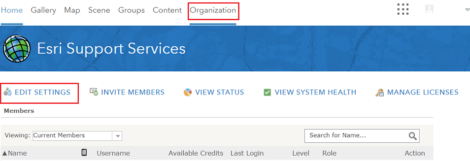 An image of navigating to the organization settings page.