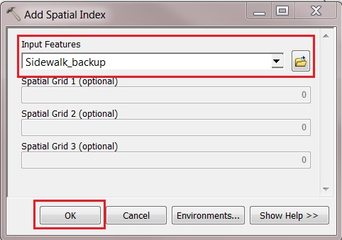 Image of the Add Spatial Index window