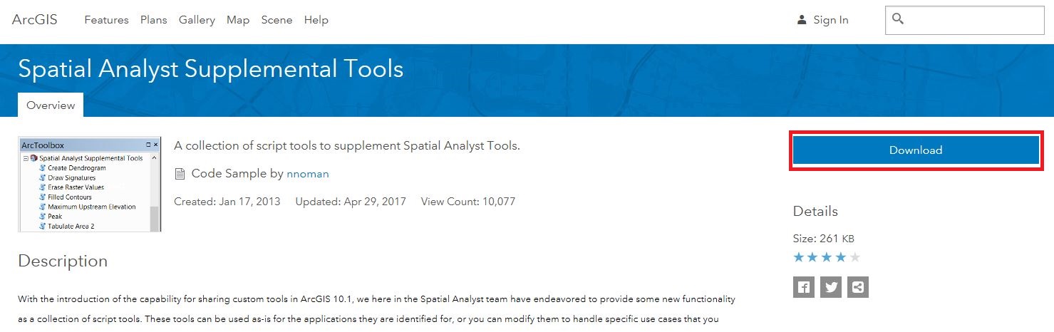 Download Spatial Analyst Tools toolbox from ArcGIS website