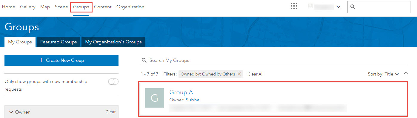 Groups tab and target group