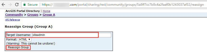Target username and Reassign Group option