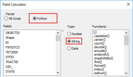 Python Parser and String Type option