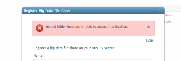 "Invalid folder location, Unable to access this location."