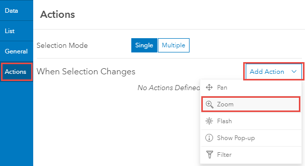 Add Action &gt; Zoom