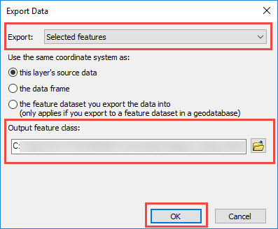 Export Dialog box