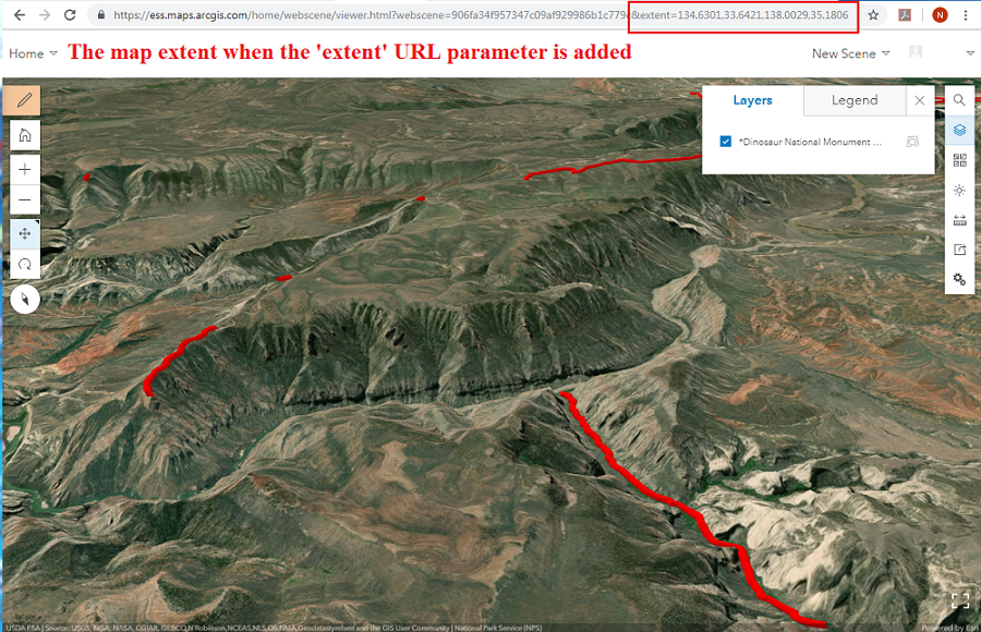 This is the map extent after the extent URL parameter is added.