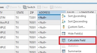 An image of selecting the Calculate Field option.