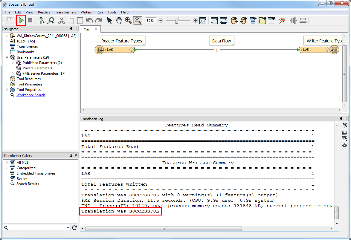 An image of the Spatial ETL Tool dialog box.