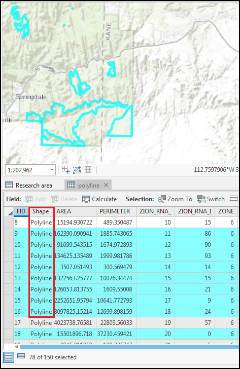 Polygon shapefile is converted to polyline shapefile, and all the selected attributes are maintained in the attribute table.