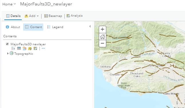 An image of sharing the new feature class to ArcGIS Online.