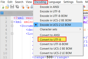 Encoding tab and UTF- 8 option