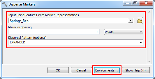 An image of the Disperse Markers dialog box.