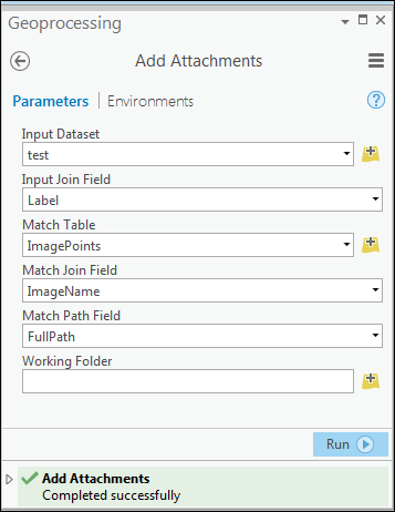 The Add Attachments toolbox