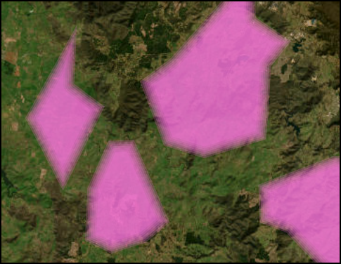 The polygon layers with blurred boundaries on the map