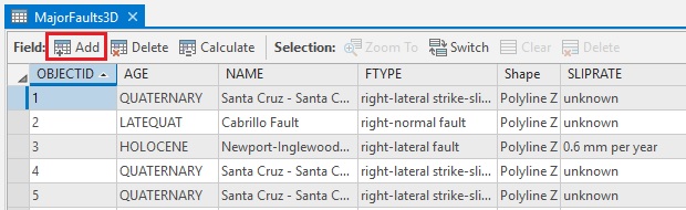 Image showing the Add button in the attribute table