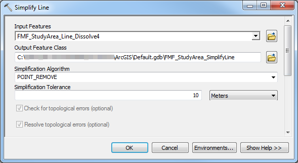 An image of the Simplify Line dialog box.