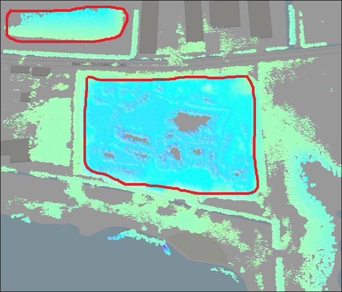 Point cloud data with negative elevation values in the ArcGIS Pro Scene layer