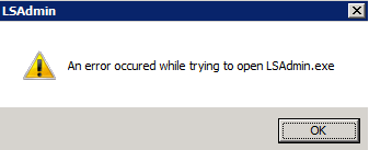 The error message when launching ArcGIS License Manager