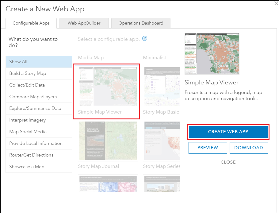 Select the Simple Map Viewer template.