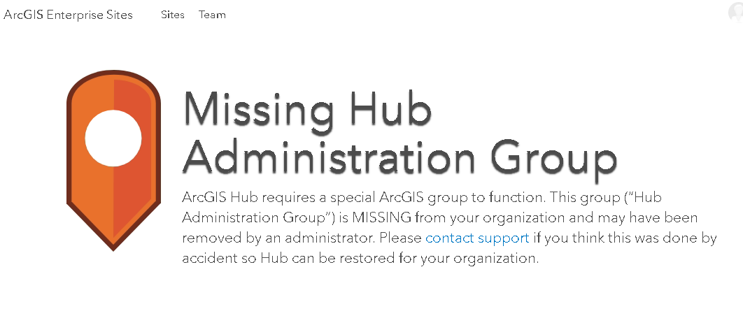 Error: Missing Hub Administration Group