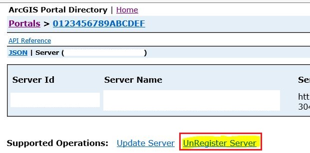 The Server List to select the server to unregister