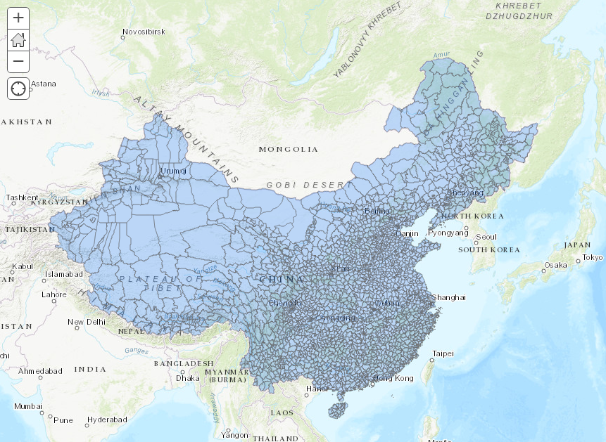 This is a polygon layer of China districts.